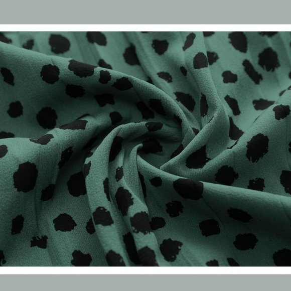 Women's Leopard Printed Midi Long Shirring High Waisted A Line Skirts - Green - Picture 4 of 7